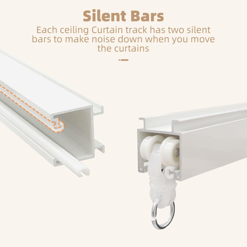 MLOQI Curtain Tracks Ceiling Wall Mounted with Soundproof Strips, Curtains Tracks Rails System, White Ceiling Track for Curtains 6-9 Feet - Image 3